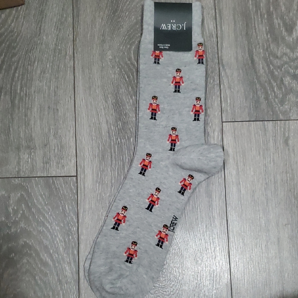 J. Crew Gray Grey and Red Nutcracker Motif Casual Crew Socks